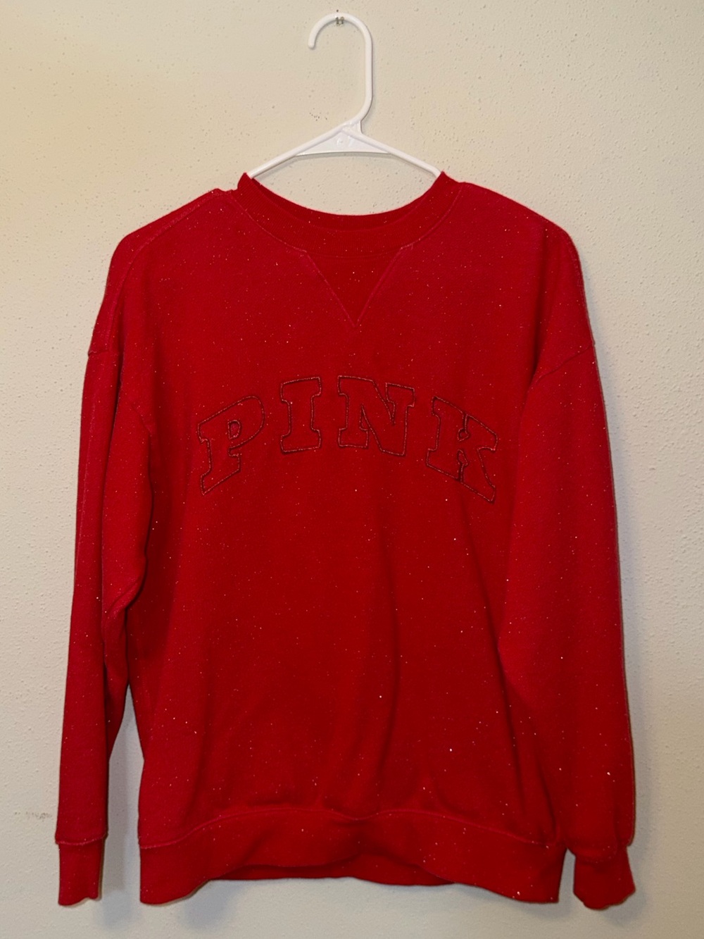 PINK Victoria’s Secret Red Sparkly Sweatshirt